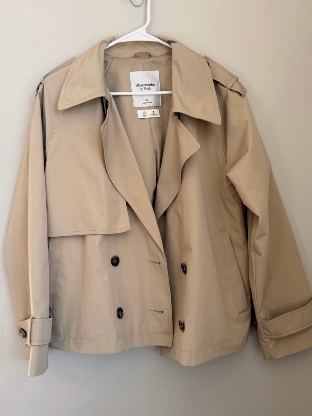 Abercrombie & Fitch Beige Cropped Trench Coat Size M